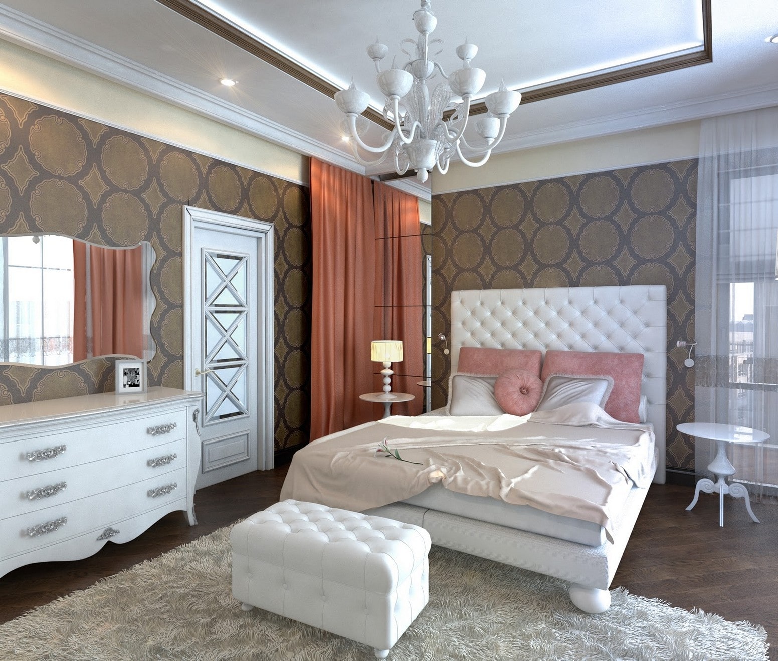 phòng ngủ với phong cách art deco