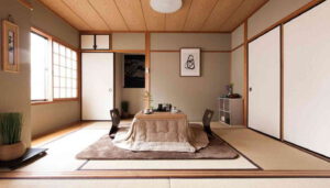 nội thất phòng khách phong cách Nhật Bản