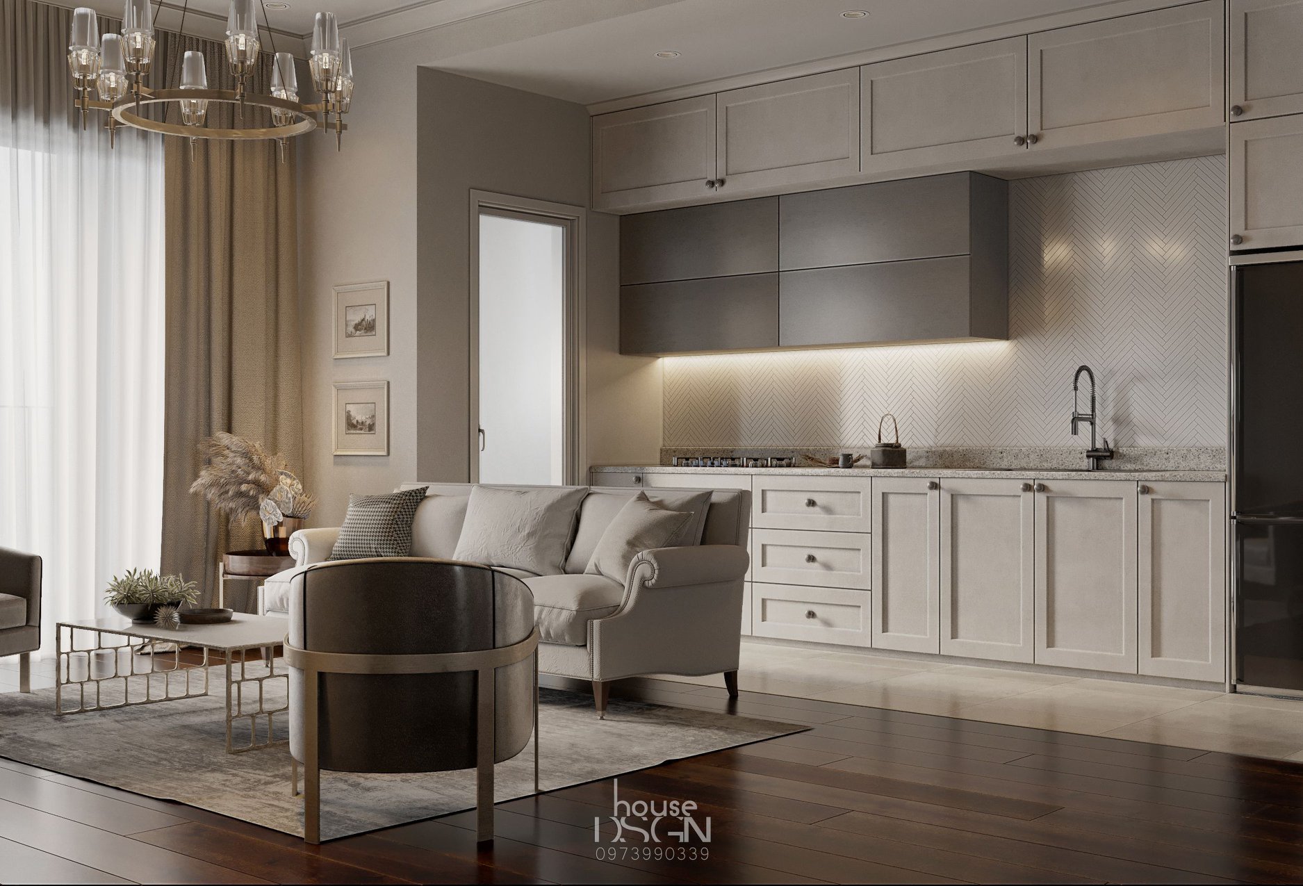 thiết kế nội thất phòng khách căn hộ - Housedesign