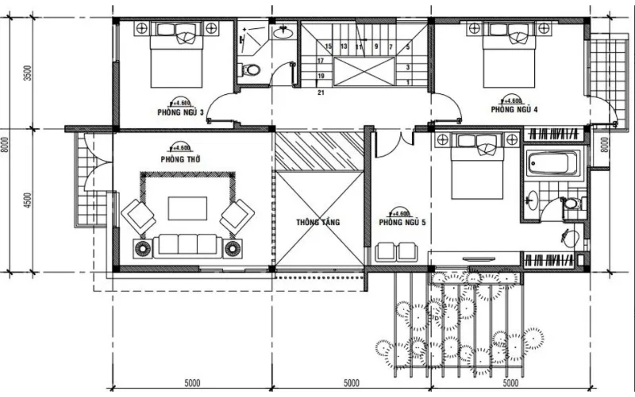 bản vẽ kỹ thuật thiết kế nội thất nhà phố