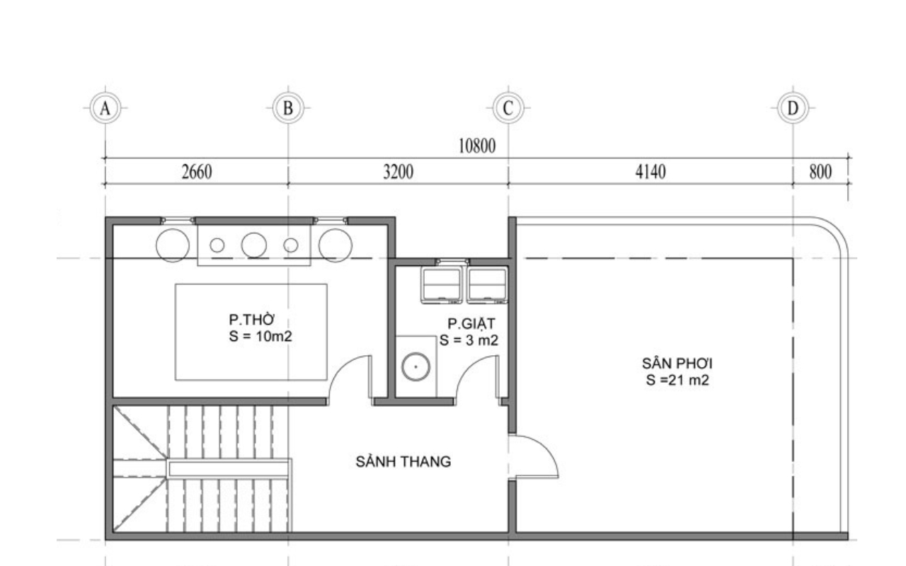 bản vẽ tầng 4 nhà phố 5x20 có 4 tầng