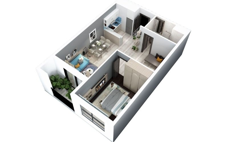 nội thất đẹp chung cư 50m2 thiết kế